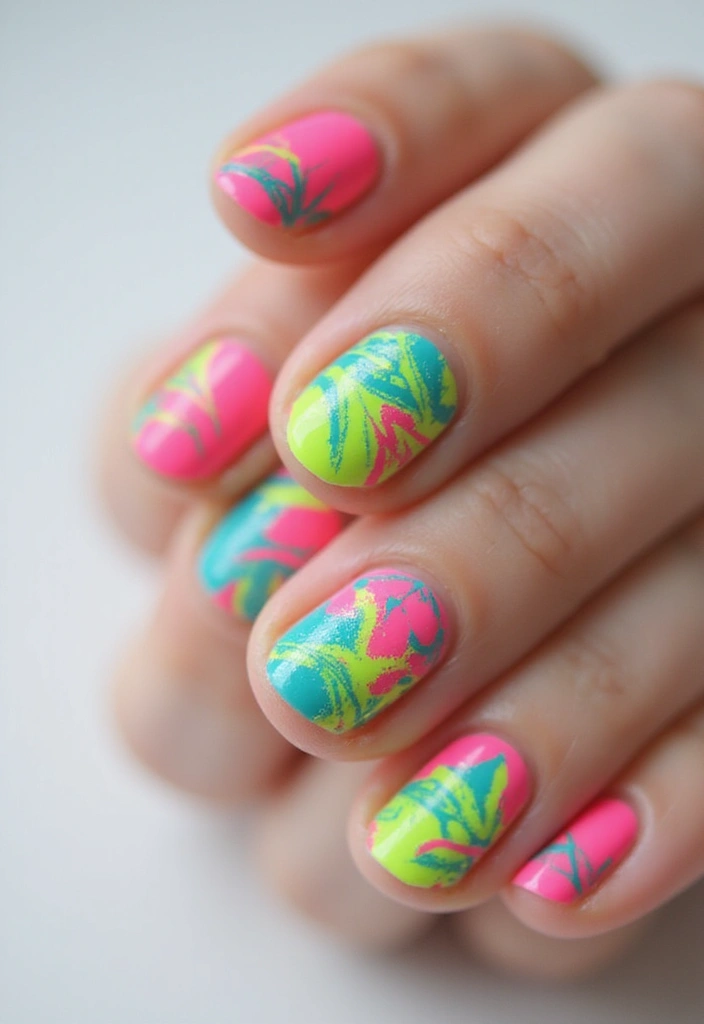 45 Inspiring Nail Art Ideas for Artistic Souls - 6. Neon Splash