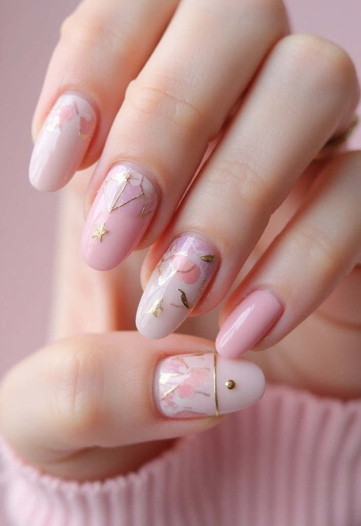 45 Pink Acrylic Nail Ideas for Sweet - 10. Geometric Pastel Pink
