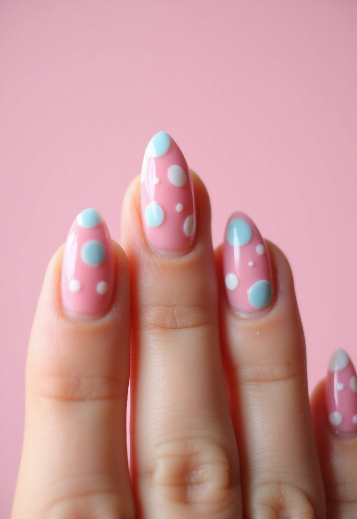 45 Pink Acrylic Nail Ideas for Sweet - 14. Polka Dot Pretty