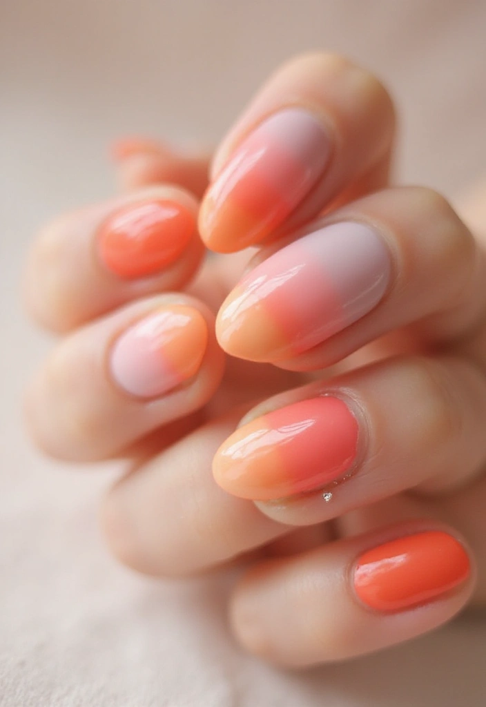 45 Pink Acrylic Nail Ideas for Sweet - 17. Pink Sunset Ombré