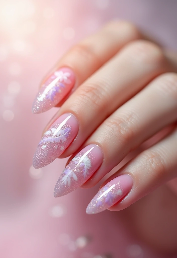 45 Pink Acrylic Nail Ideas for Sweet - 19. Pink Feather Effect