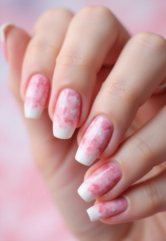 45 Pink Acrylic Nail Ideas for Sweet - 27. Pink Watercolor Art