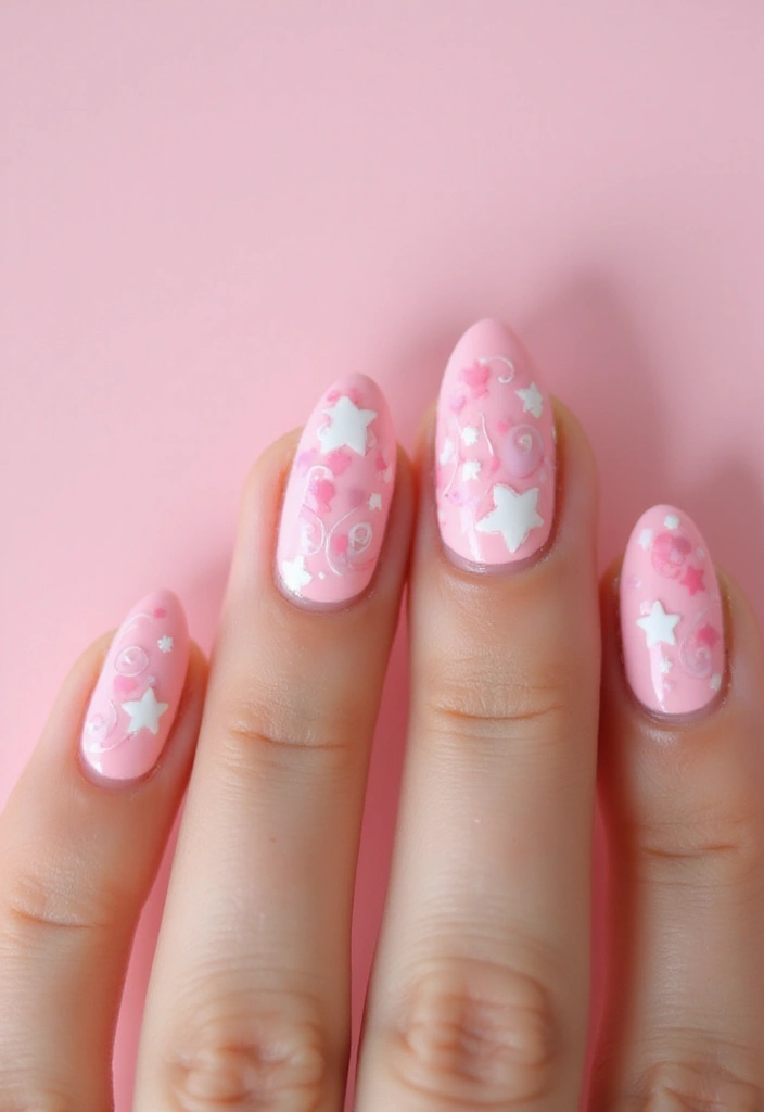 45 Pink Acrylic Nail Ideas for Sweet - 28. Pink Swirls