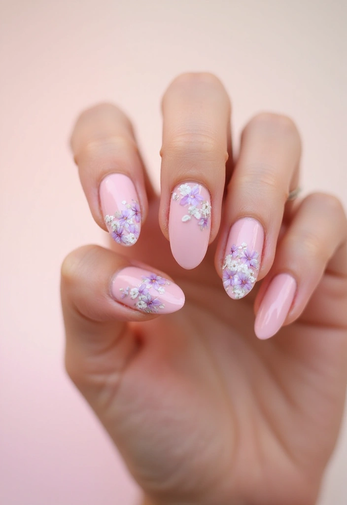 45 Pink Acrylic Nail Ideas for Sweet - 3. Pastel Pink Florals