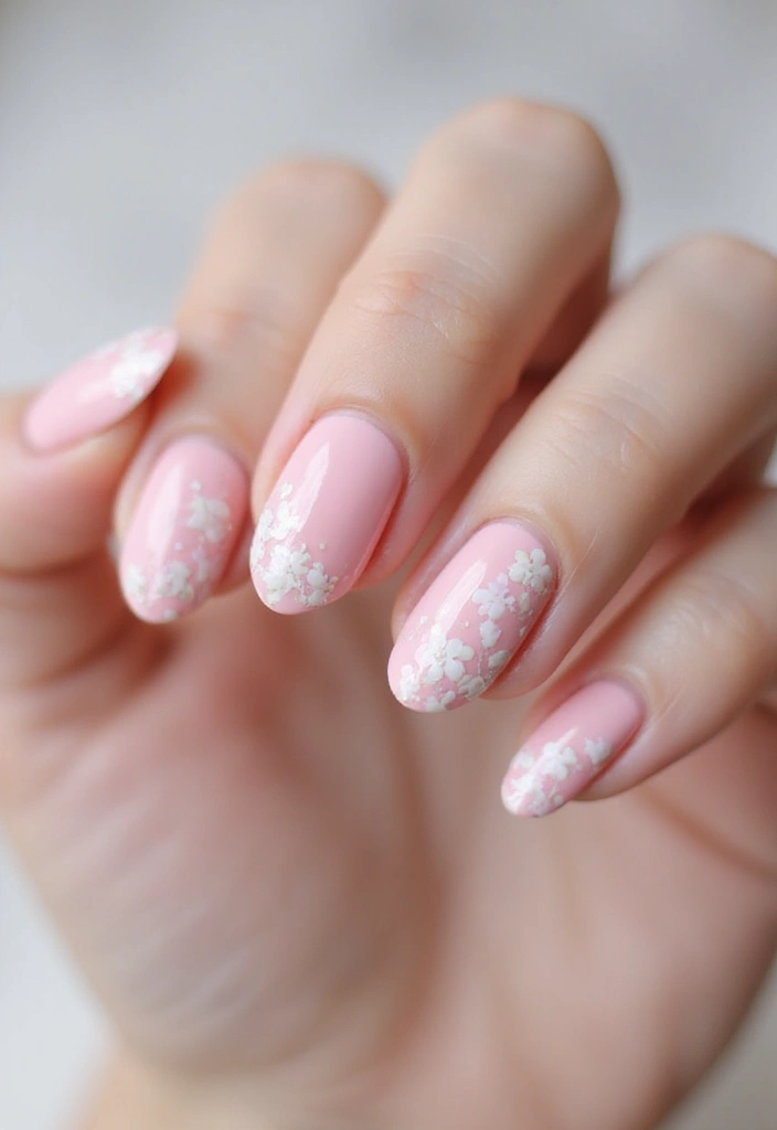 45 Pink Acrylic Nail Ideas for Sweet - 30. Pink Floral Tips
