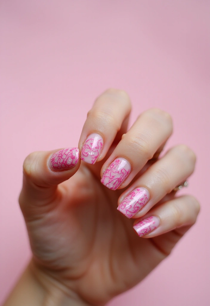 45 Pink Acrylic Nail Ideas for Sweet - 34. Pink Abstract Art