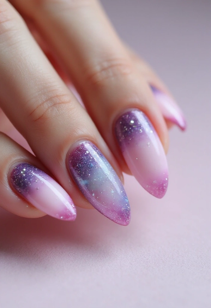 45 Pink Acrylic Nail Ideas for Sweet - 35. Pink Galaxy Nails