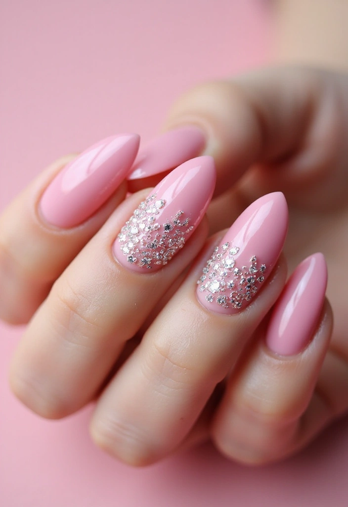 45 Pink Acrylic Nail Ideas for Sweet - 37. Pink Diamond Effects