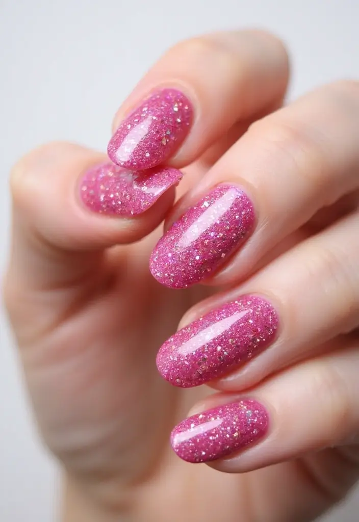 45 Pink Acrylic Nail Ideas for Sweet - 40. Pink Fantasy Glitter