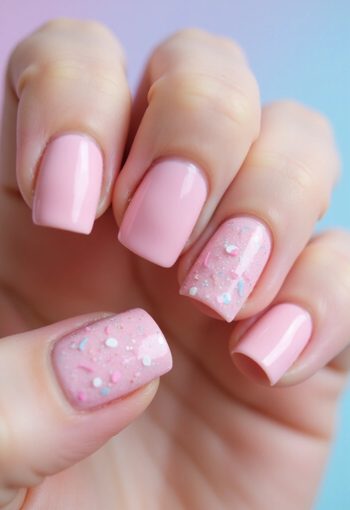 45 Pink Acrylic Nail Ideas for Sweet - 43. Pink Dotted Lines