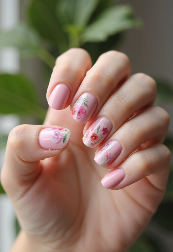 45 Pink Acrylic Nail Ideas for Sweet - 44. Pink Floral Watercolor