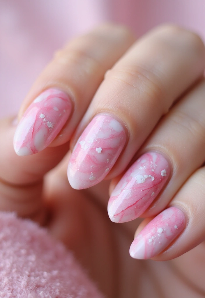 45 Pink Acrylic Nail Ideas for Sweet - 6. Pink Marble Effect