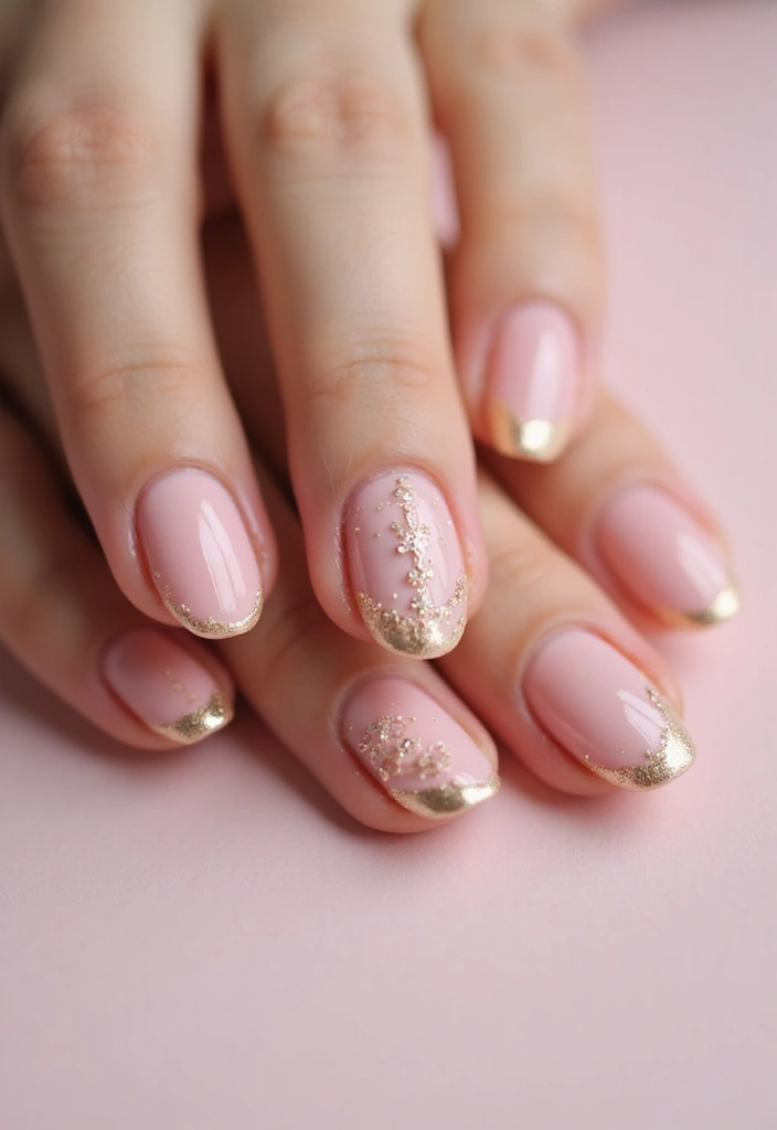 45 Pink Acrylic Nail Ideas for Sweet - 7. Pink and Gold Combo