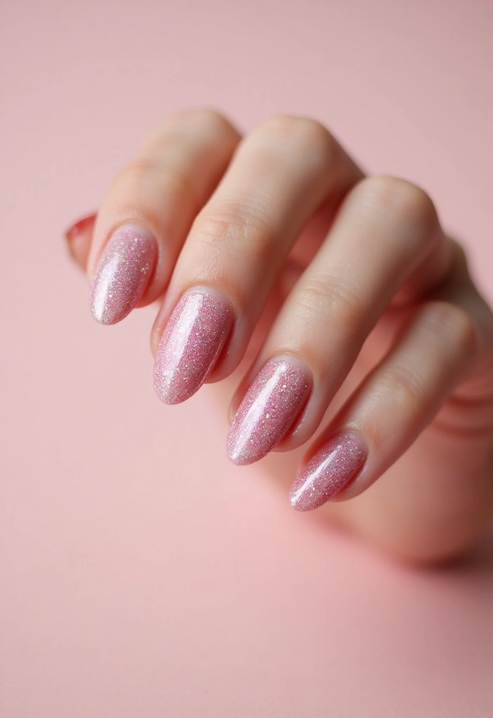 45 Pink Acrylic Nail Ideas for Sweet - 9. Pink Glitter Fade
