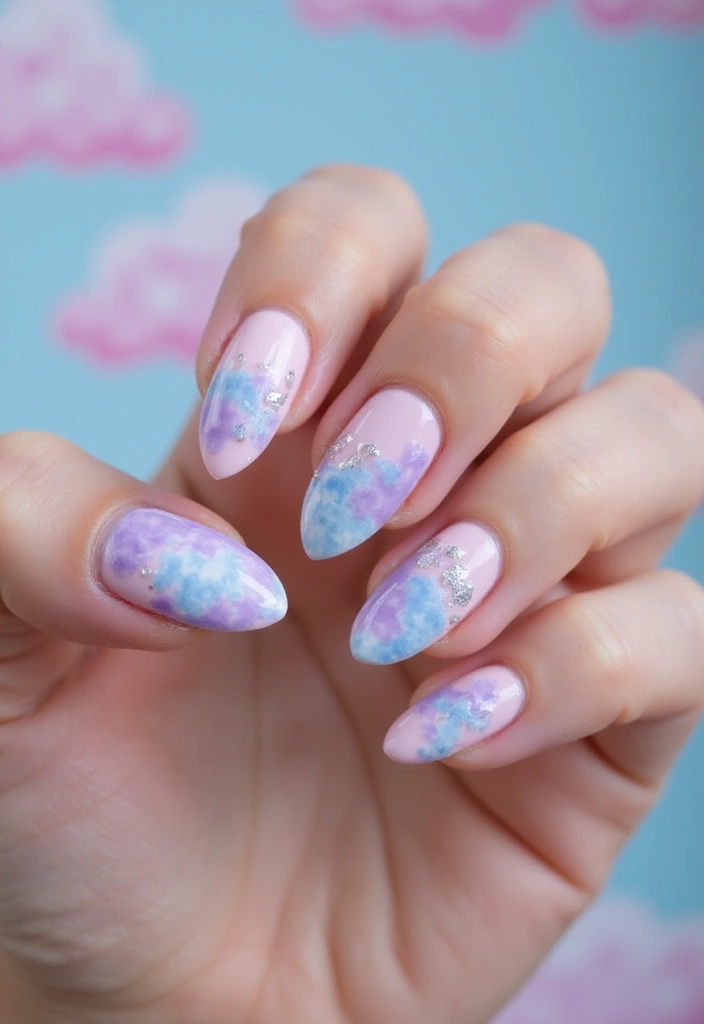 45 Playful Pink Nail Ideas for Feminine Fun-Fueled Energy - 12. Cotton Candy Clouds