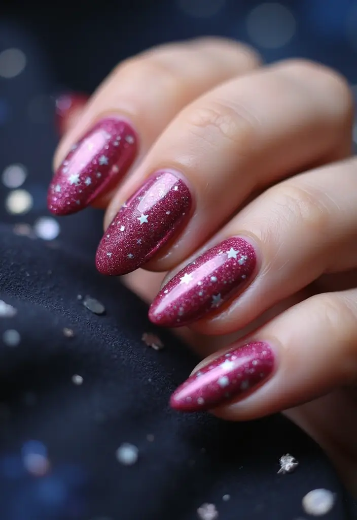 45 Playful Pink Nail Ideas for Feminine Fun-Fueled Energy - 15. Starry Night Adventure