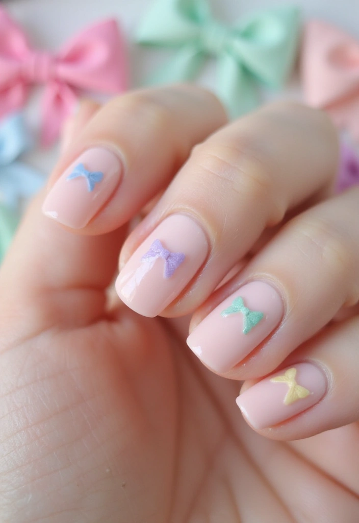 45 Playful Pink Nail Ideas for Feminine Fun-Fueled Energy - 16. Sweet Bow Ties