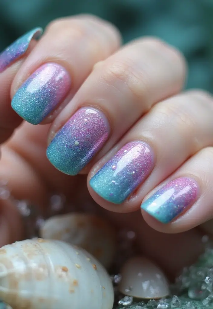 45 Playful Pink Nail Ideas for Feminine Fun-Fueled Energy - 8. Magical Mermaid Scales