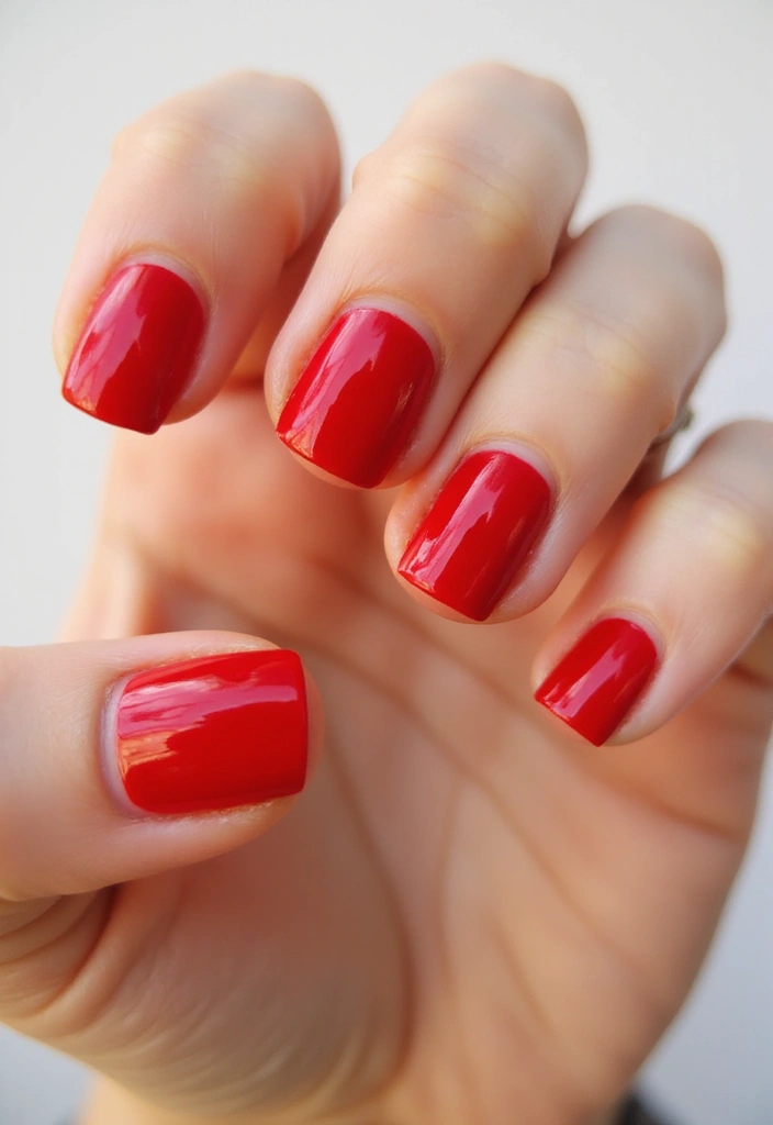 45 Pretty Short Nail Ideas for Practical Minimalist Nail Art - 13. Classic Red