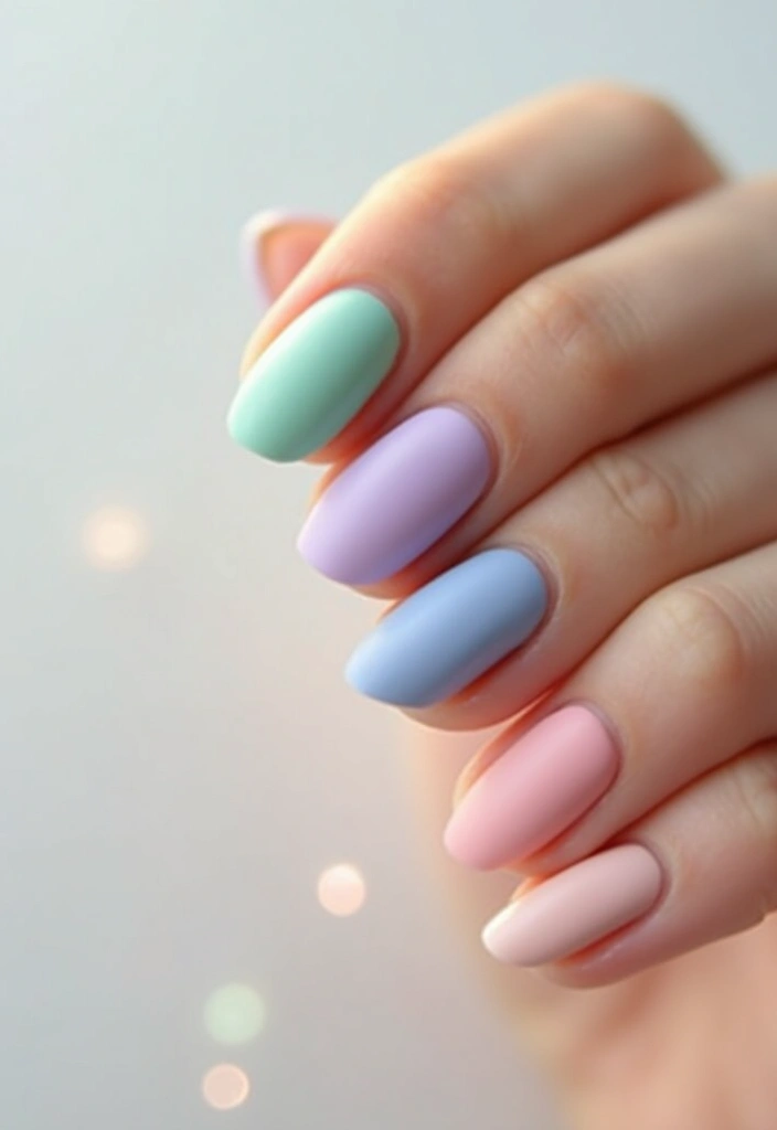 45 Pretty Short Nail Ideas for Practical Minimalist Nail Art - 14. Pastel Paradise