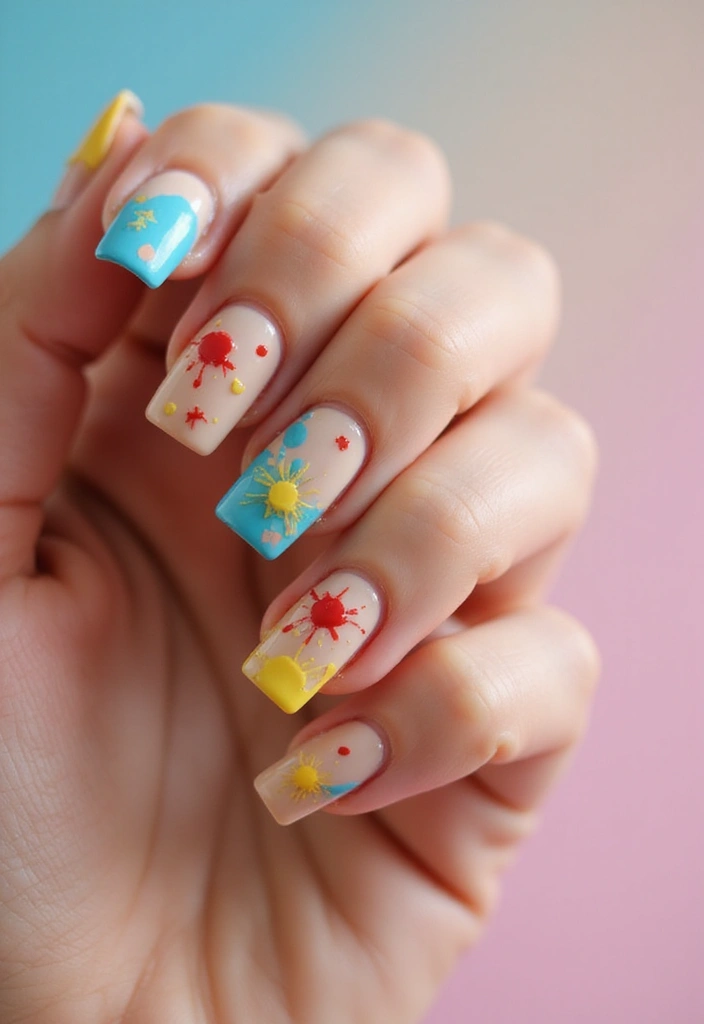 45 Pretty Short Nail Ideas for Practical Minimalist Nail Art - 17. Artistic Splatter
