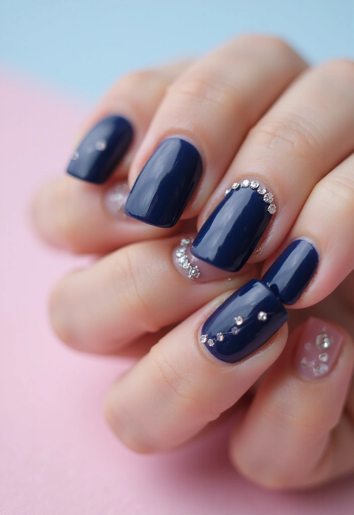45 Pretty Short Nail Ideas for Practical Minimalist Nail Art - 27. Statement Gems