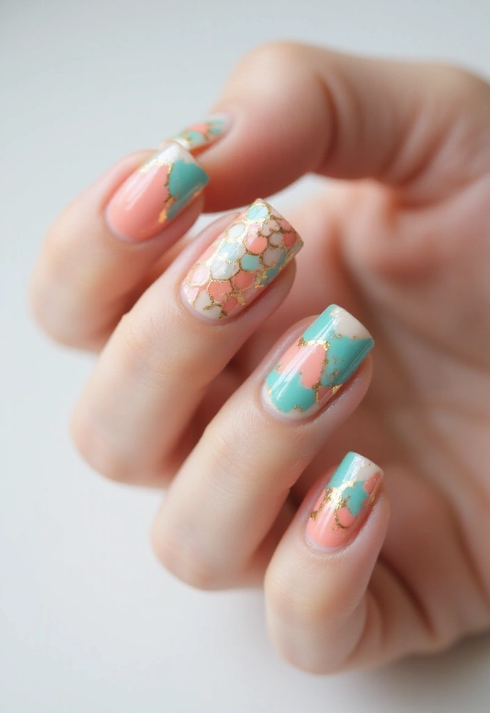 45 Pretty Short Nail Ideas for Practical Minimalist Nail Art - 29. Colorful Fish Scales