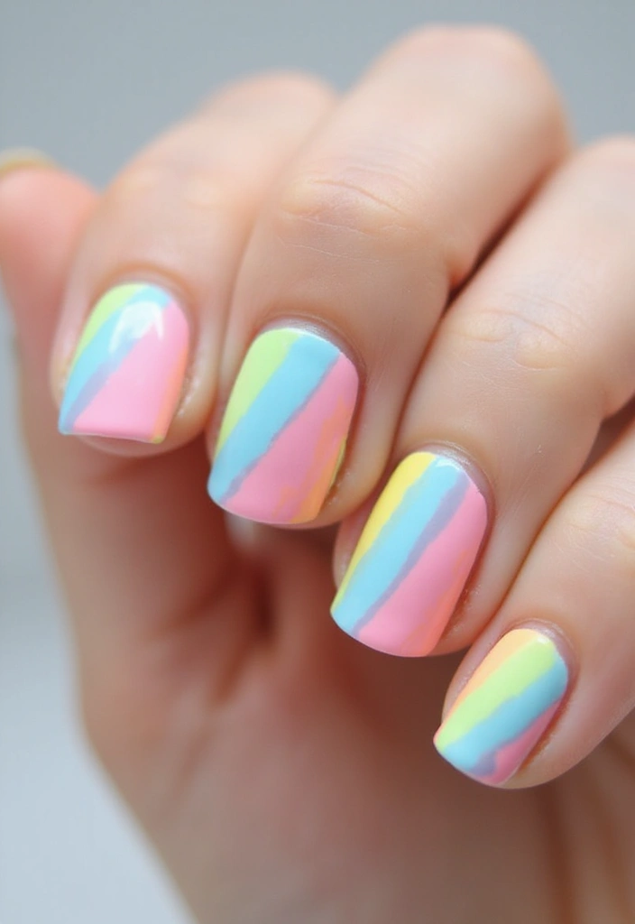45 Pretty Short Nail Ideas for Practical Minimalist Nail Art - 30. Sweet Candy Stripes