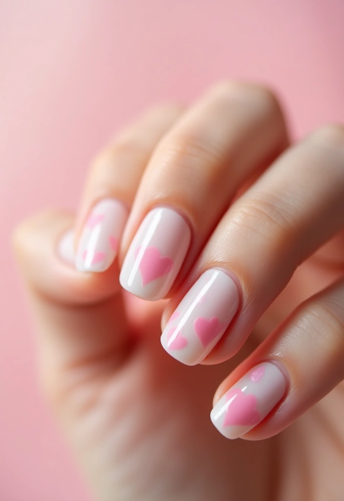 45 Pretty Short Nail Ideas for Practical Minimalist Nail Art - 35. Sweet Heart Accents