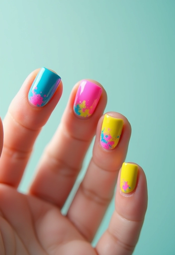 45 Pretty Short Nail Ideas for Practical Minimalist Nail Art - 44. Fun Paint Splashes