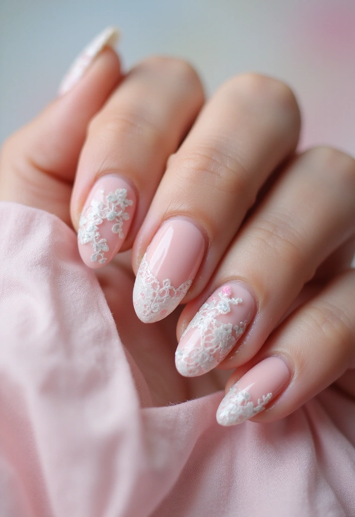 45 Pretty Short Nail Ideas for Practical Minimalist Nail Art - 45. Loving Lace & Floral Mix
