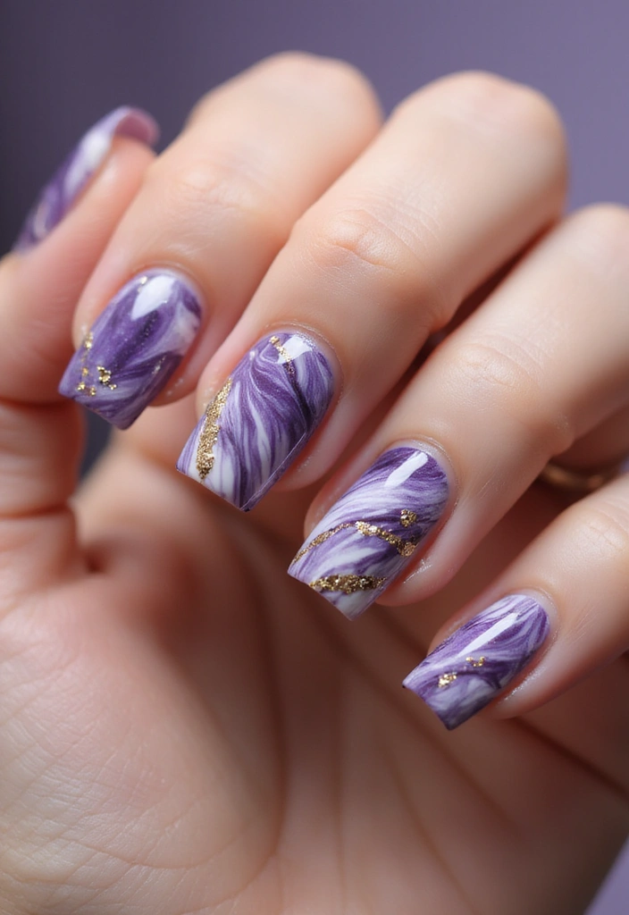45 Regal Purple Nail Ideas for Mystical - 14. Regal Marble Effect