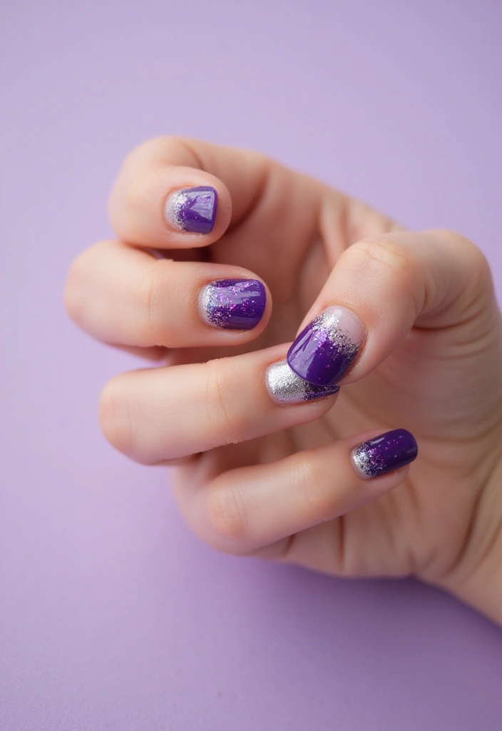 45 Regal Purple Nail Ideas for Mystical - 16. Glitter Dipped Tips