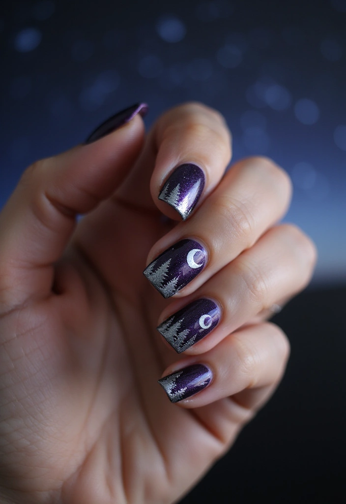 45 Regal Purple Nail Ideas for Mystical - 22. Moonlit Night