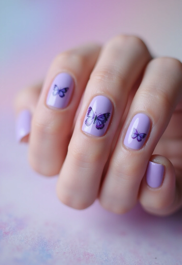 45 Regal Purple Nail Ideas for Mystical - 25. Butterfly Kisses