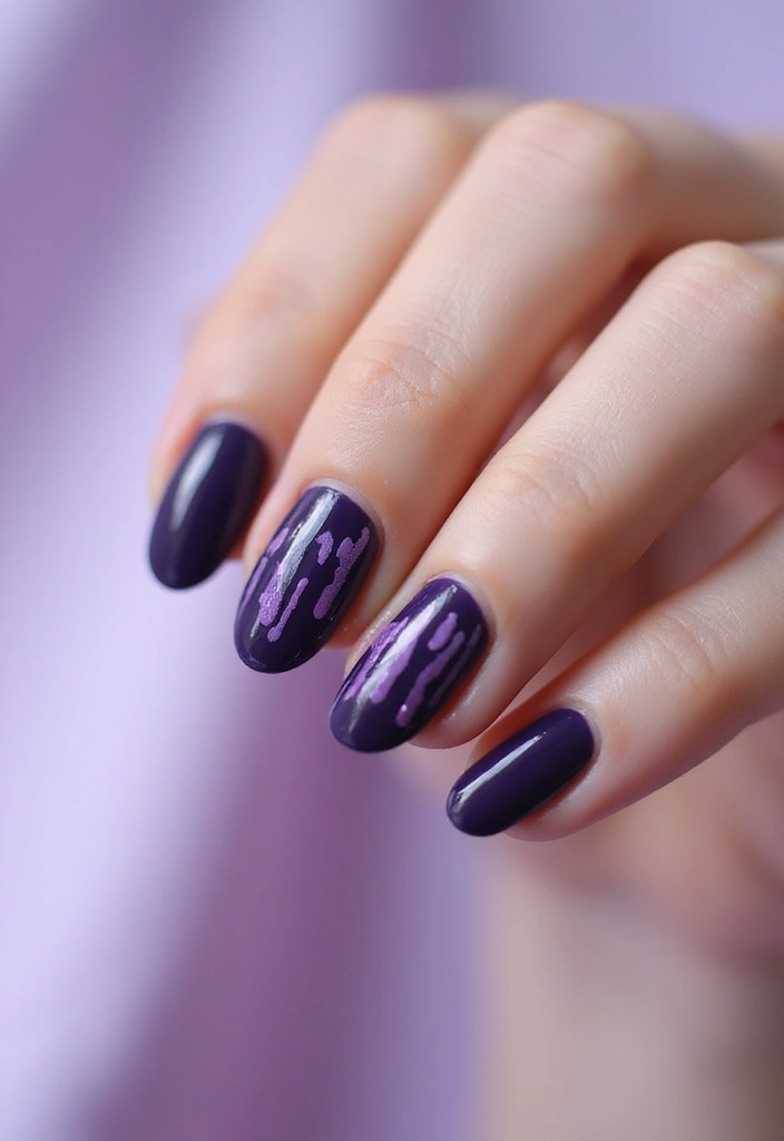 45 Regal Purple Nail Ideas for Mystical - 26. Artistic Drip Effect