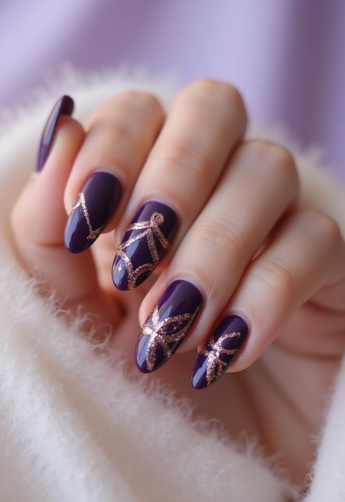 45 Regal Purple Nail Ideas for Mystical - 29. Glimmering Rose Gold