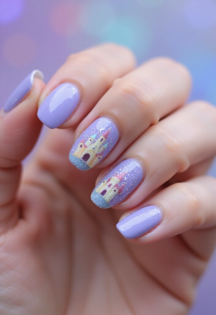 45 Regal Purple Nail Ideas for Mystical - 30. Fairy Tale Castle