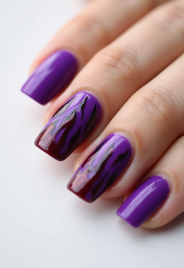 45 Regal Purple Nail Ideas for Mystical - 31. Purple Flames