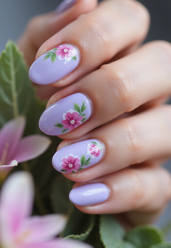 45 Regal Purple Nail Ideas for Mystical - 32. Enchanted Garden