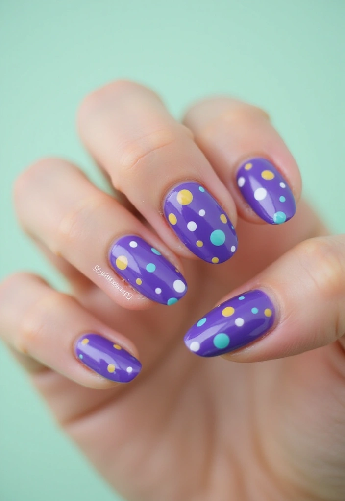 45 Regal Purple Nail Ideas for Mystical - 35. Polka Dot Glam