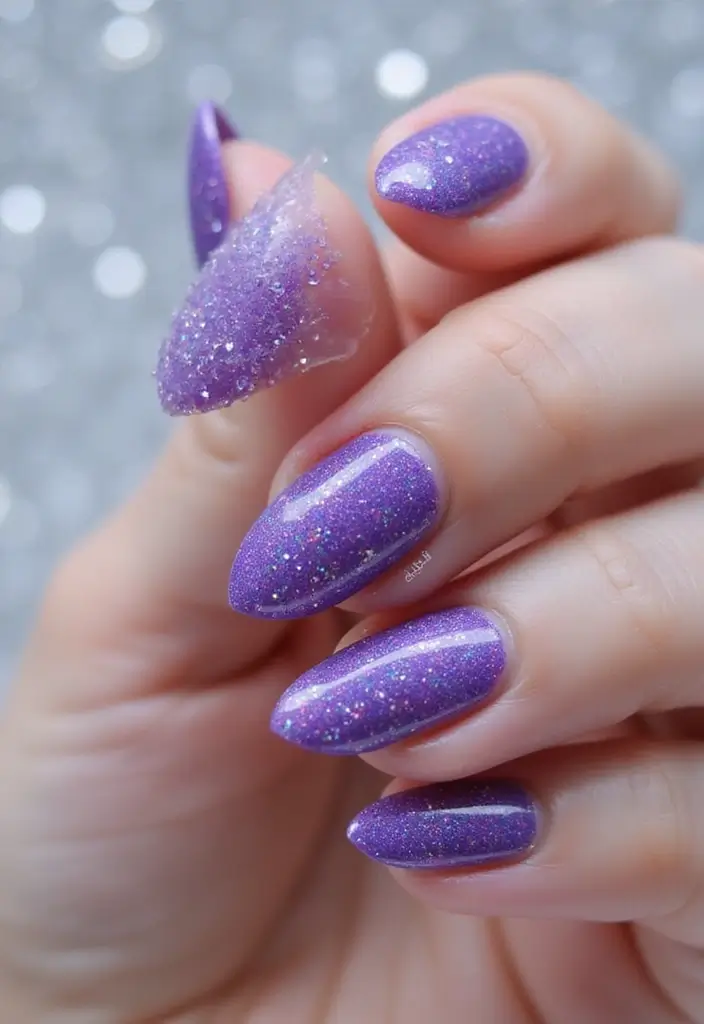 45 Regal Purple Nail Ideas for Mystical - 36. Dazzling Disco Nails