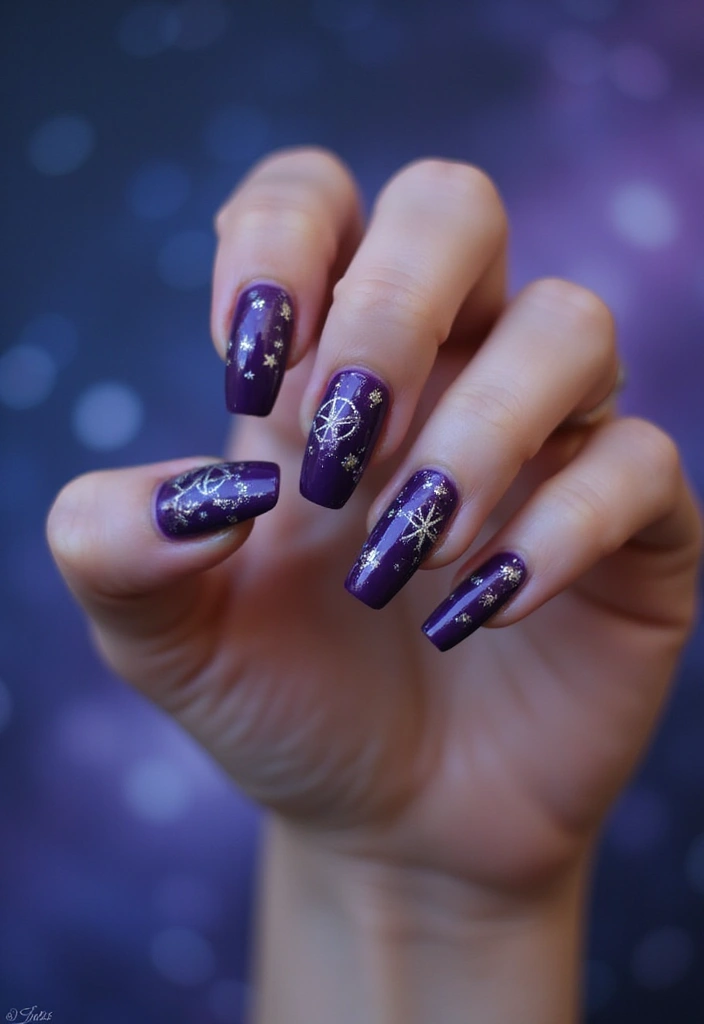 45 Regal Purple Nail Ideas for Mystical - 37. Celestial Navigation