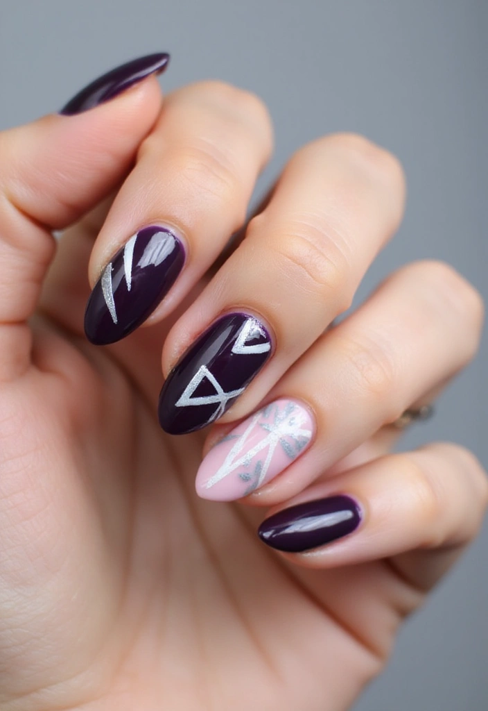 45 Regal Purple Nail Ideas for Mystical - 39. Modern Geometric Nails