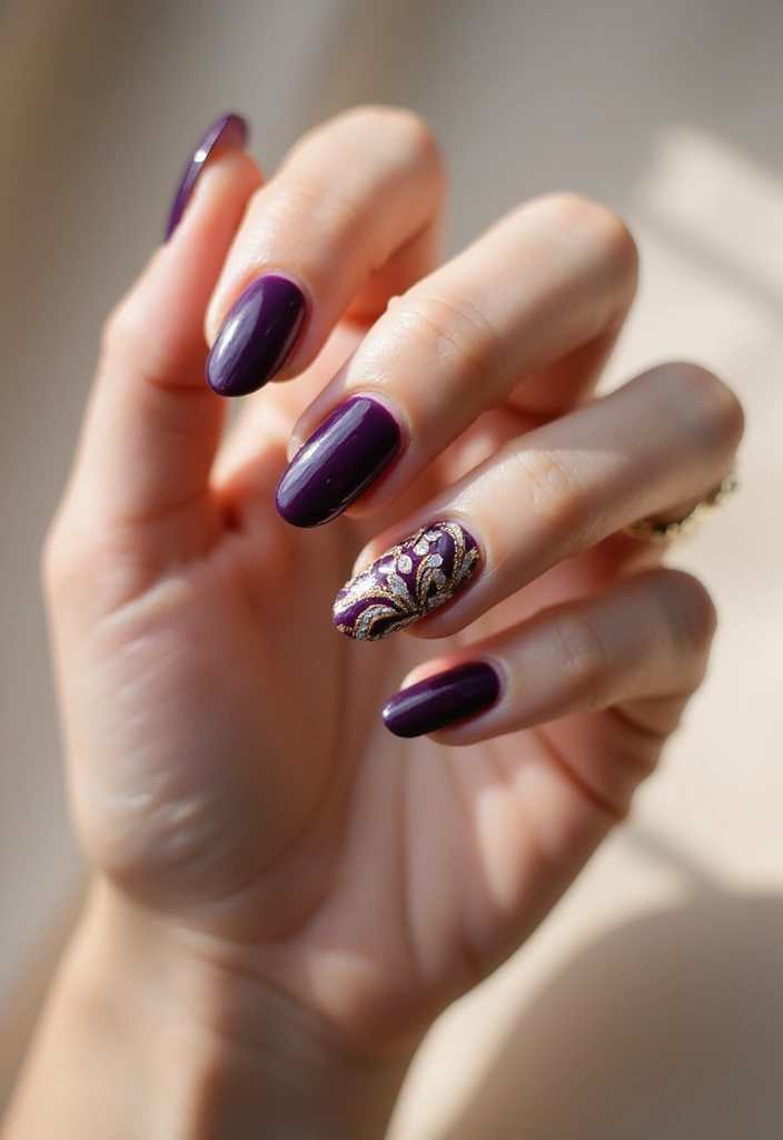 45 Regal Purple Nail Ideas for Mystical - 40. Elegant Intertwined Designs
