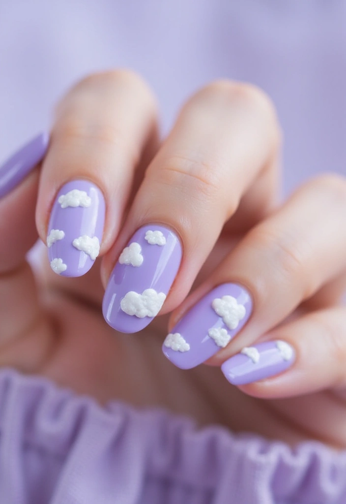 45 Regal Purple Nail Ideas for Mystical - 41. Celestial Cloudscape
