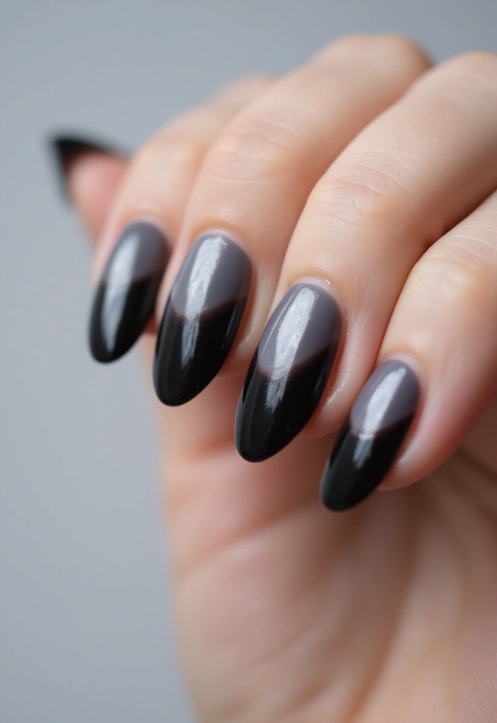 45 Sleek Black Nail Design Ideas for Edgy - 2. Glossy Black Ombre
