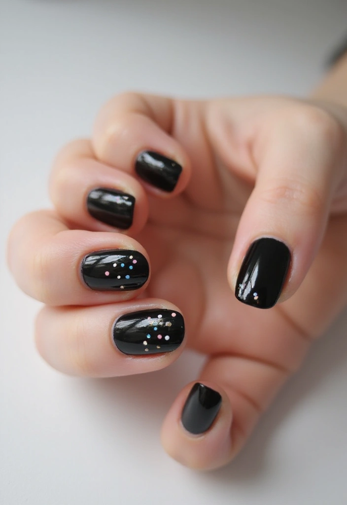 45 Sleek Black Nail Design Ideas for Edgy - 20. Minimalist Dots