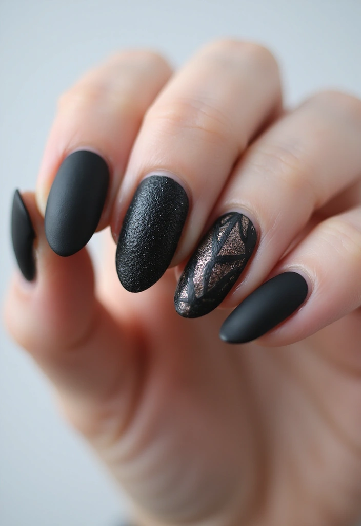 45 Sleek Black Nail Design Ideas for Edgy - 5. Textured Black Nail Designs
