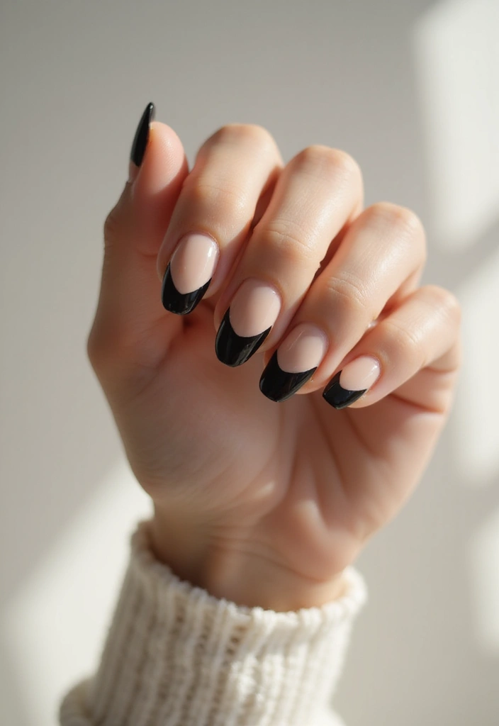 45 Sleek Black Nail Design Ideas for Edgy - 8. Black French Tips